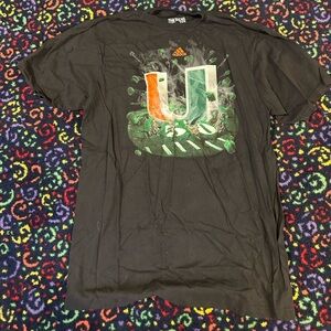 Adidas University of Miami Football T Shirt - Mens Large